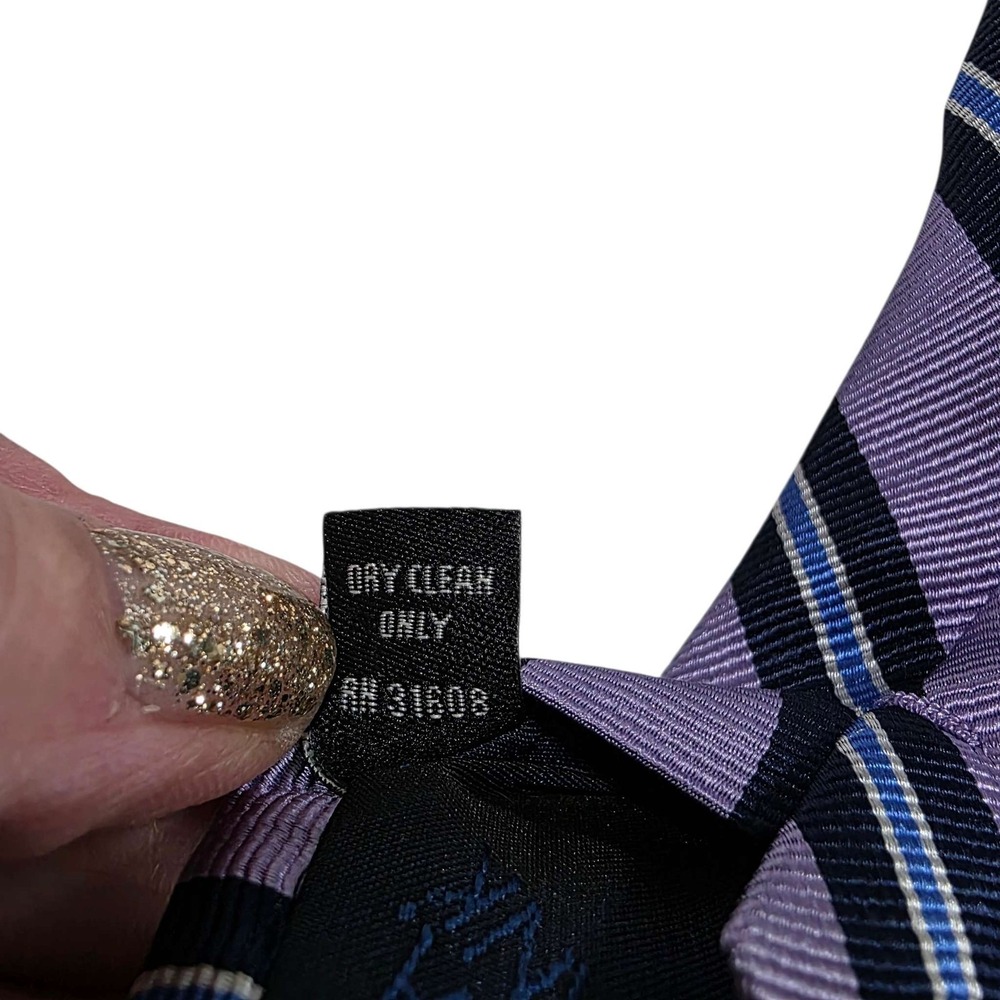 Jos. A. Bank Striped Silk Dress Tie Traveler's Collection Stain Resistant Purple - Picture 11 of 12